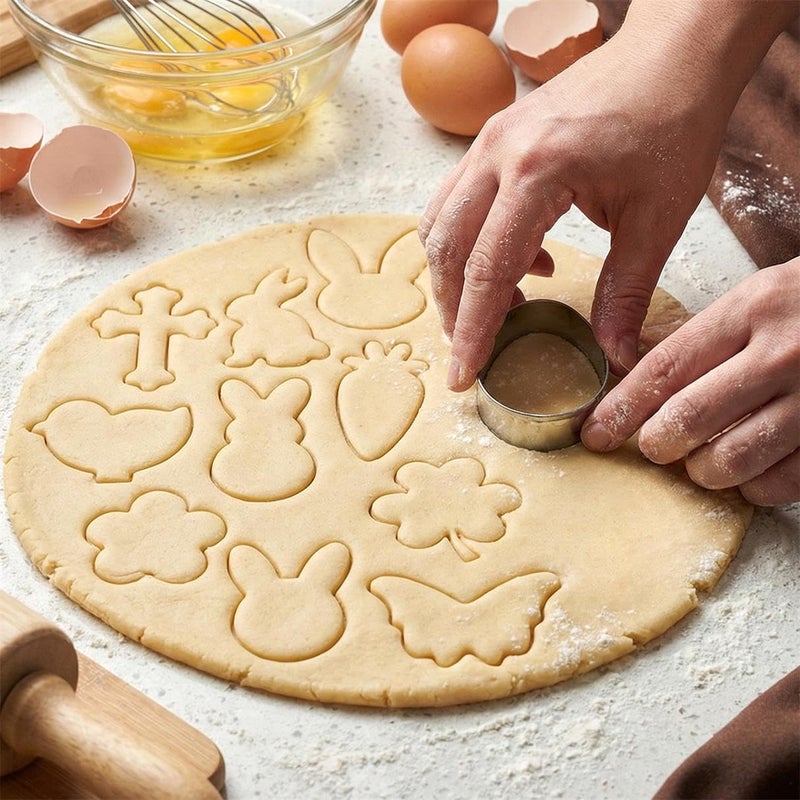 BOBIPRO Easter Cookie Cutter Set, 12 Pieces Easter Bunny Cookie Cutter Set for Baking - Carrot, Bunny Face, Leaf, Egg, Flower, Butterfly Shapes Holiday Themed Party Supplies - Image 3
