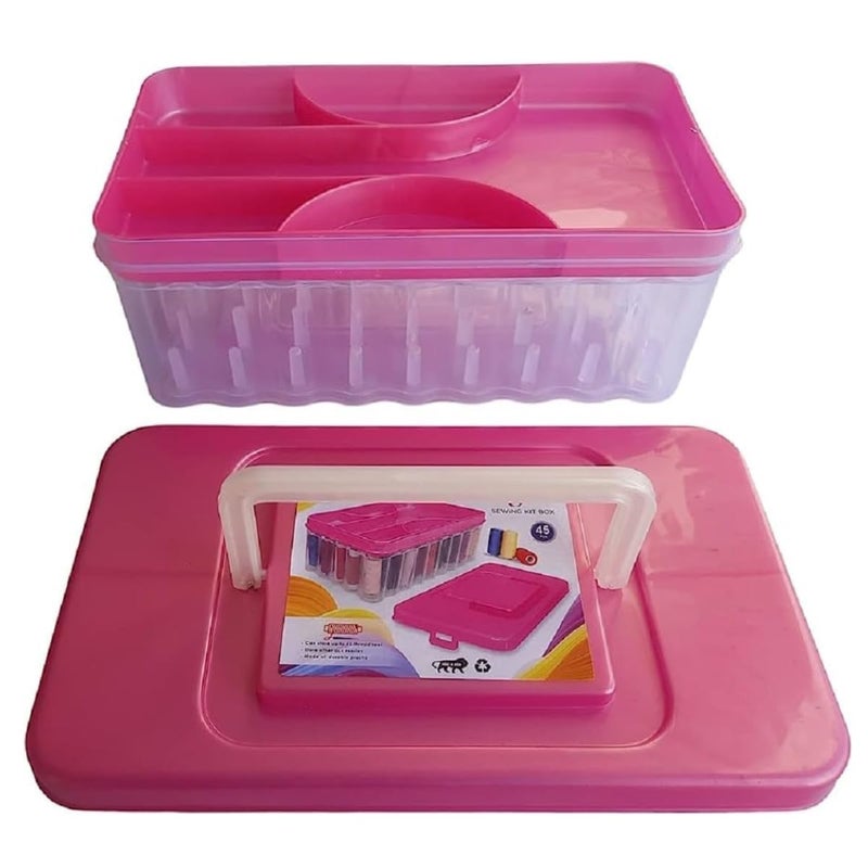 AANIJ AANIJ Plastic Big Tailoring Accessories Sewing Kit Box for Storage Scissor Pin Buttons Needles Reels Up to 45 Best in Home Stitching Item Storage 1pc Empty Box Assorted Color 