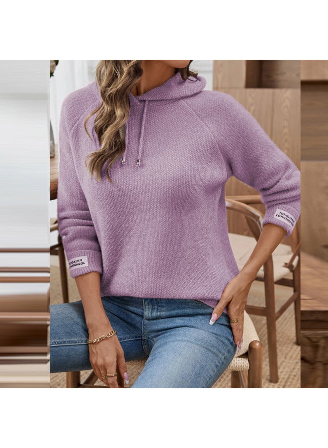 European And American Hot Women's Clothing Lazy Style Versatile over Sweater, Women's Outerwear Faux Mink Hooded Knitted Sweatshirt