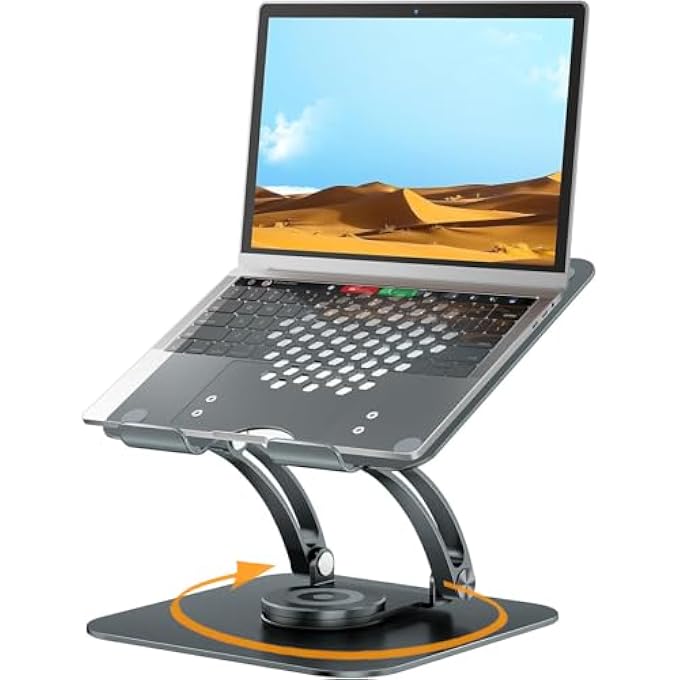 PROFFISY LAPTOP STAND FOR DESK ADJUSTABLE LAPTOP HOLDER WITH 360Â°ROTATABLE BASE ERGONOMIC UPGRADED ALUMINUM LAPTOP RISER COMPATIBLE FOR MACBOOK,10"-17" LAPTOPS - Image 1