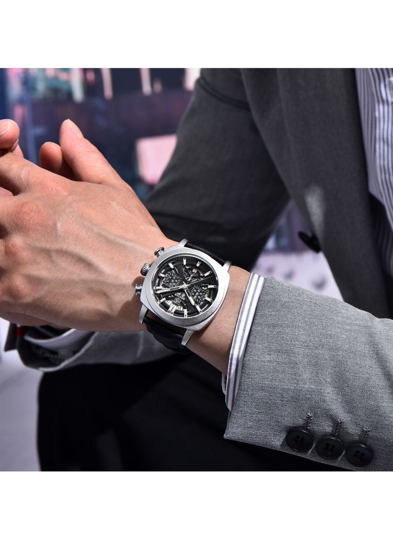 Watches for Men Luxury Quartz Water Resistant Watch Men's Chronograph Genuine Leather Strap 5205 Black - pzsku/ZEE0370CD1F536C6F15E4Z/45/_/1735890084/2fe9e226-0570-4a75-a39f-14c510736c80