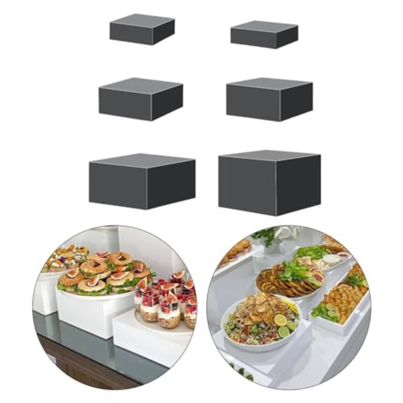 Food buffet and catering display: black acrylic nesting risers set of 6, 12/15/17/20/22/25 cm, lightweight yet sturdy for cakes, cupcakes, collectibles, action figures, and photography props - Image 4