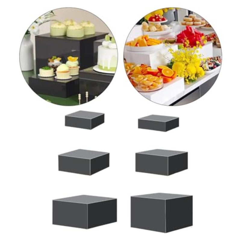 Food buffet and catering display: black acrylic nesting risers set of 6, 12/15/17/20/22/25 cm, lightweight yet sturdy for cakes, cupcakes, collectibles, action figures, and photography props - Image 2