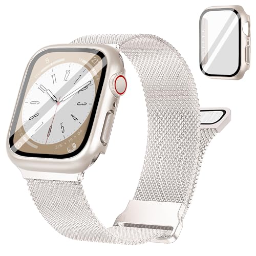 Mazuboho Starlight Magnetic 40mm Band with Case, Compatible with Apple Watch Band 40mm, Stainless Steel Mesh Milanese, Adjustable and Comfortable Band for Apple Watch Band Series SE, Series 6/5/4 40mm - Image 1