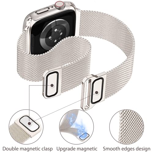 Mazuboho Starlight Magnetic 40mm Band with Case, Compatible with Apple Watch Band 40mm, Stainless Steel Mesh Milanese, Adjustable and Comfortable Band for Apple Watch Band Series SE, Series 6/5/4 40mm - Image 4