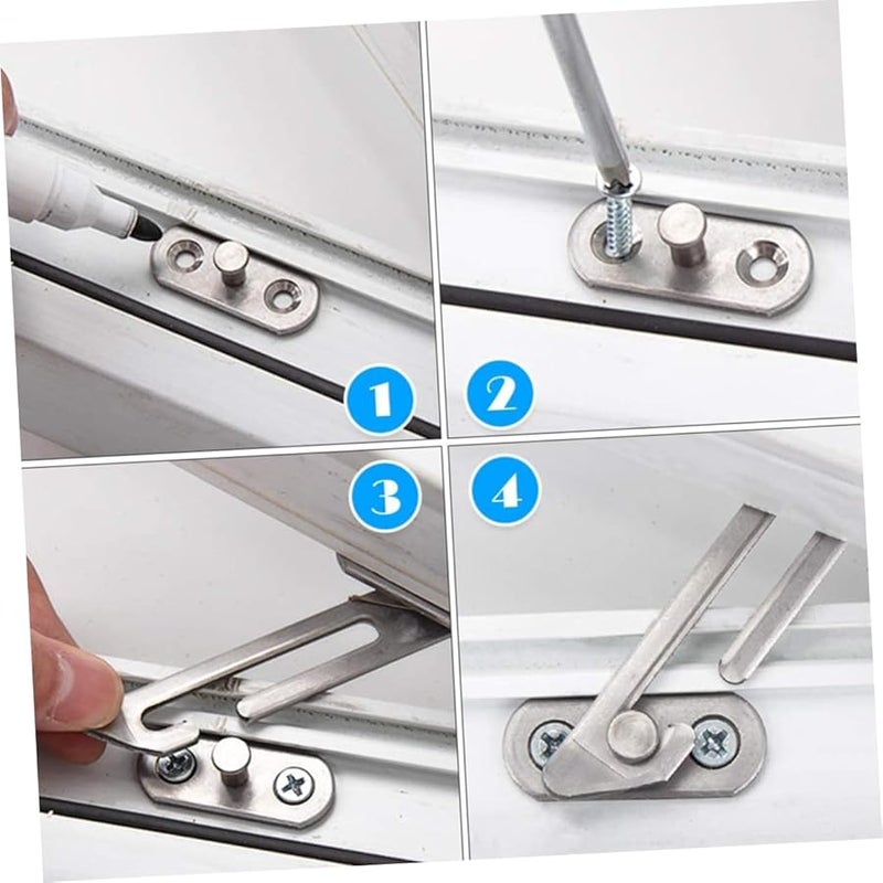 COHEALI 4 Pack Stainless Steel Sliding Window Hook Stopper Enhanced Safety Restrictor for Home Office School - Image 3