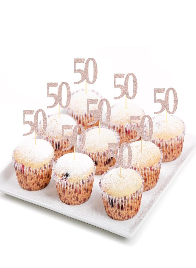 Sotpot 30PCS 50th Birthday Cupcake Toppers Rose Gold Glitter Cheers to 50 Years Birthday Cupcake Picks for Happy 50th Birthday Party Cake Decorations - Image 4