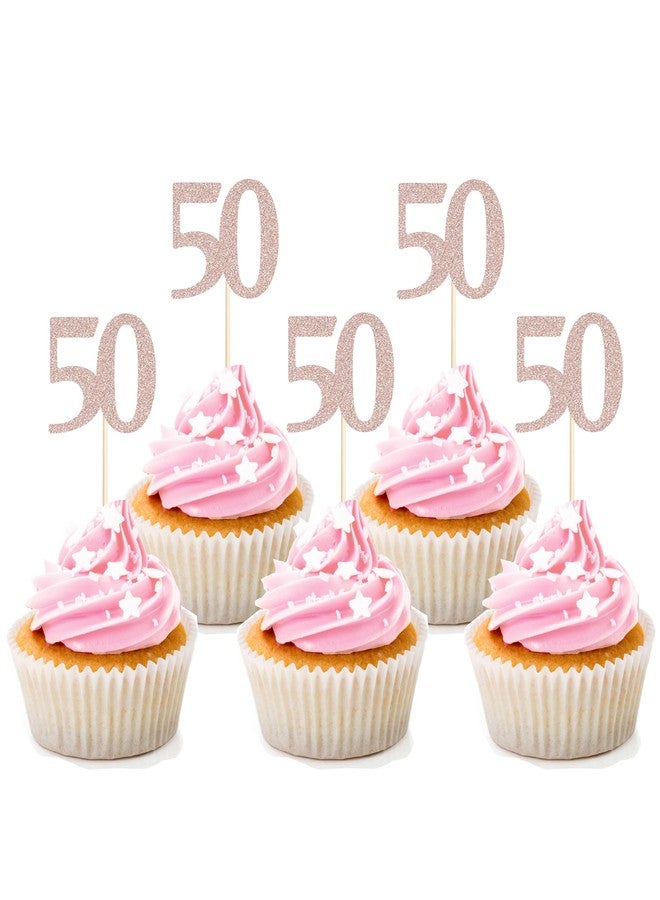 Sotpot 30PCS 50th Birthday Cupcake Toppers Rose Gold Glitter Cheers to 50 Years Birthday Cupcake Picks for Happy 50th Birthday Party Cake Decorations - Image 1