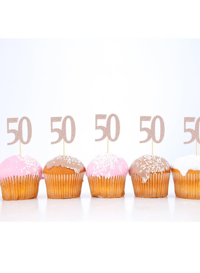Sotpot 30PCS 50th Birthday Cupcake Toppers Rose Gold Glitter Cheers to 50 Years Birthday Cupcake Picks for Happy 50th Birthday Party Cake Decorations - Image 3
