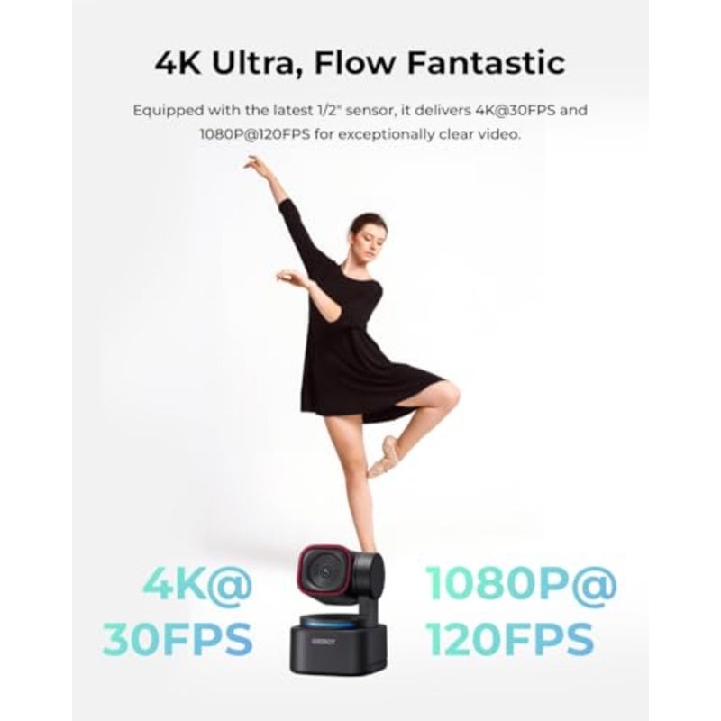 AI-Powered Spatial Audio 4K Webcam - Compact AI Tracking PTZ Camera with 1/2 Sensor, Tri-Mic, Voice Control, 120FPS, HDR, Webcam for PC, Mac, Laptop, Streaming, Meeting, Switch 2 PTZ Camera with 1/2 Sensor, Tri-Mic, Voice Control, 120FPS, HDR, Camera for PC, Mac, Laptop, Streaming, Meeting, Zoom, Teams - Image 2