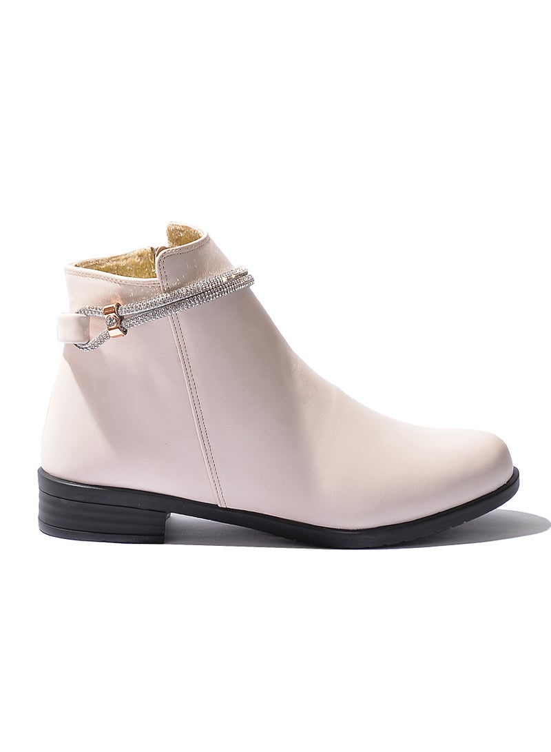 LIFESTYLISH Ankle Boot Flat Leather G-24 - Beige  - Image 1