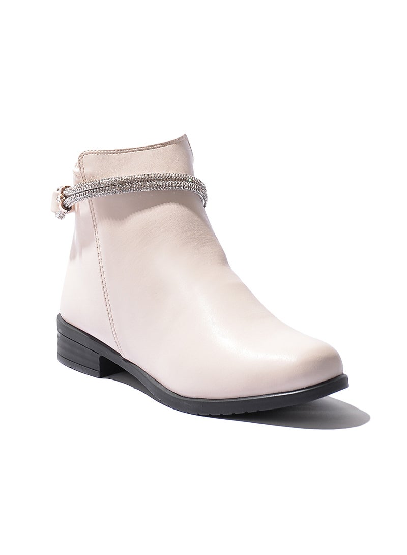 LIFESTYLISH Ankle Boot Flat Leather G-24 - Beige  - Image 2