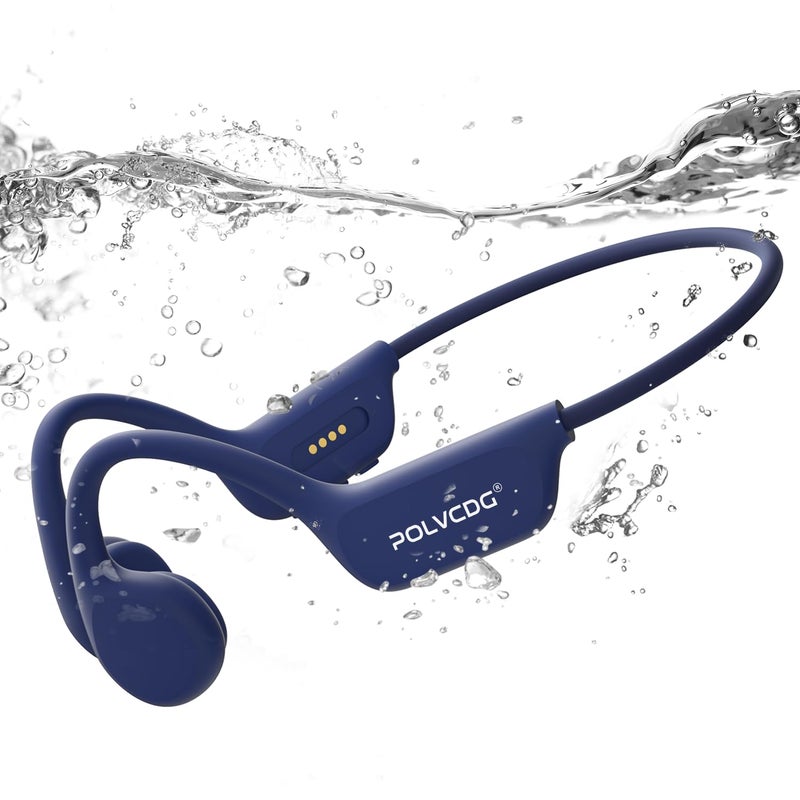 POLVCDG Swimming Headphones,IPX8 Waterproof Bone Conduction Headphones,32GB Memory Open Ear Headphones with Mic,Wireless Earphones Underwater Sport Earbuds for Workout Running Cycling Gift - Image 1