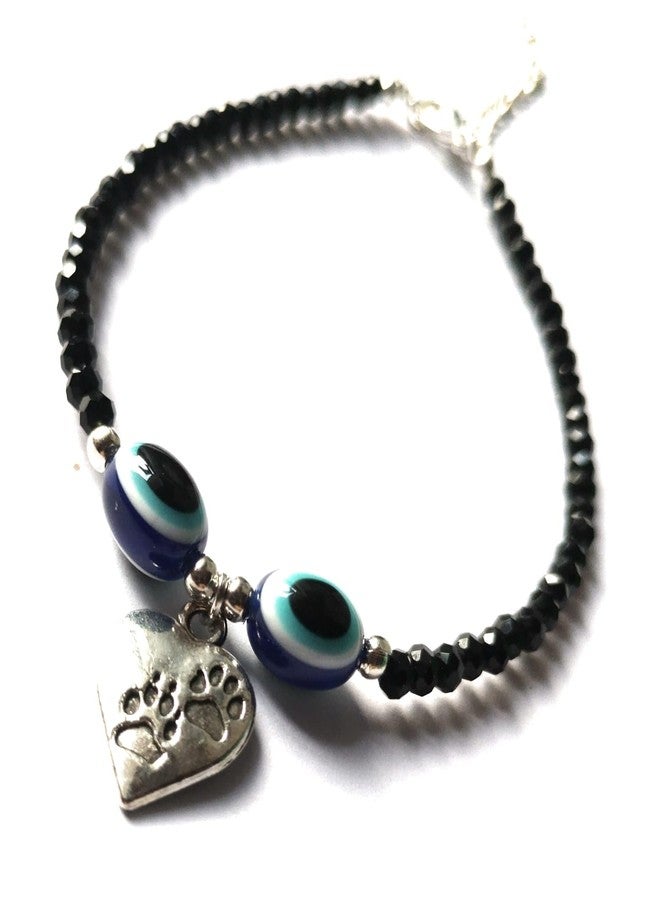 Jyokrish Handmade white Metal black Beads hanging heart with evil eye chain anklet For Women | girls | Nazariya |Payal | Nazar Battu | Single leg |free size - Image 3