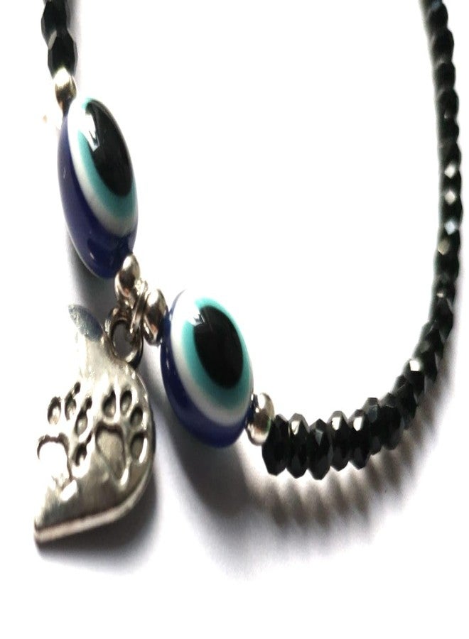 Jyokrish Handmade white Metal black Beads hanging heart with evil eye chain anklet For Women | girls | Nazariya |Payal | Nazar Battu | Single leg |free size - Image 4