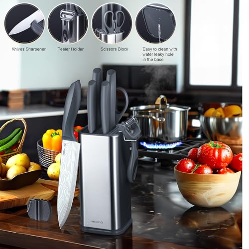 RAXCO 10-Piece Kitchen Knife Set | Stainless Steel Holder | Compact Design - Gray - Image 5