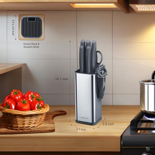 RAXCO 10-Piece Kitchen Knife Set | Stainless Steel Holder | Compact Design - Gray - Image 2