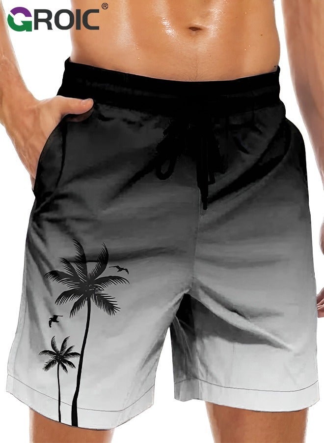 GROIC Men's Swim Trunks, Men Swim Shorts Swimwear, Hawaiian Bathing Mesh Lining Suit Swimsuits Beach Shorts with Pockets, Quick Dry Beachwear Trunks for Swimming, Surfing, Diving, Beach Vacations, XL  - Image 1