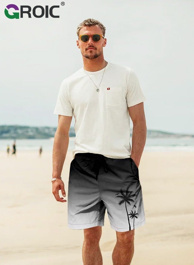 GROIC Men's Swim Trunks, Men Swim Shorts Swimwear, Hawaiian Bathing Mesh Lining Suit Swimsuits Beach Shorts with Pockets, Quick Dry Beachwear Trunks for Swimming, Surfing, Diving, Beach Vacations, XL  - Image 5
