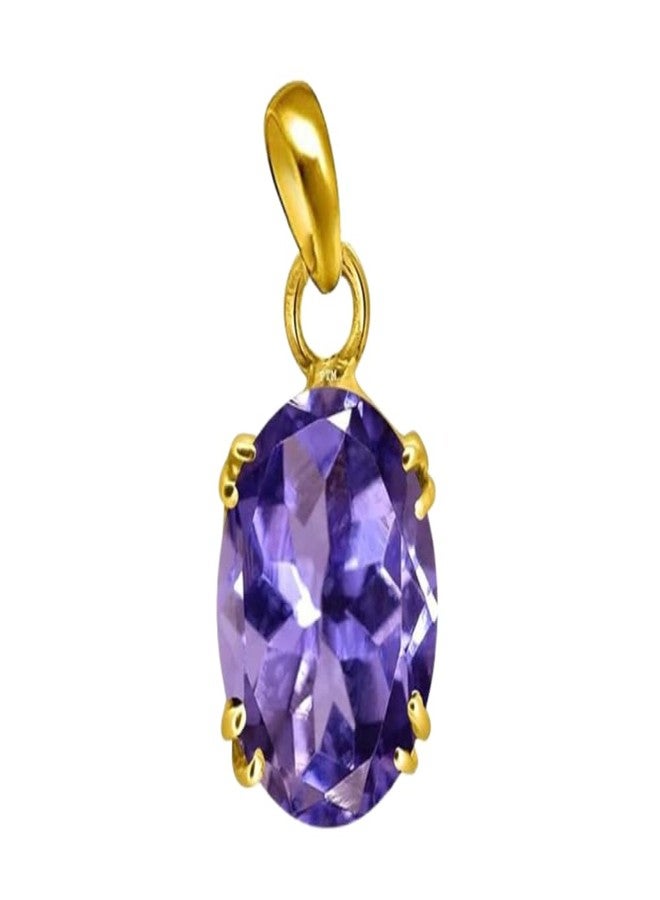 Ptm Natural Iolite/Neeli 4.25 Ratti or 4 Carat Astrological Certified Gemstone Panchdhatu/5 Metals 22k Gold Plated Pendant for Men & Women -fba1425 - Image 1