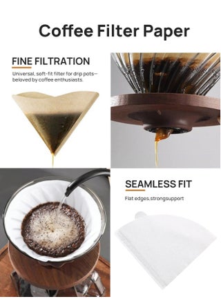 V60 Coffee Paper Filter 100 Piece Size 02 Pour Over White without Bleach 100% Natural Coffee Filter 1-4 Cups Disposable Cone Paper Coffee Paper Ideal for Pour-over Coffee Office Home and Coffee Corner - view 3
