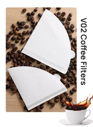 V60 Coffee Paper Filter 100 Piece Size 02 Pour Over White without Bleach 100% Natural Coffee Filter 1-4 Cups Disposable Cone Paper Coffee Paper Ideal for Pour-over Coffee Office Home and Coffee Corner - view 2