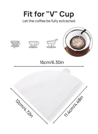 V60 Coffee Paper Filter 100 Piece Size 02 Pour Over White without Bleach 100% Natural Coffee Filter 1-4 Cups Disposable Cone Paper Coffee Paper Ideal for Pour-over Coffee Office Home and Coffee Corner - view 5