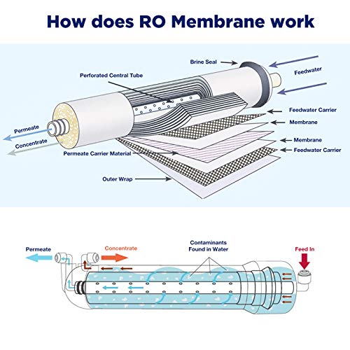 Membrane Solutions 400 GPD RO Membrane, Reverse Osmosis Membrane with Membrane Housing, 1/4" Quick-Connect Fittings, Check Valve, Replacement for Under Sink Home Drinking RO Water Filter System - Image 3