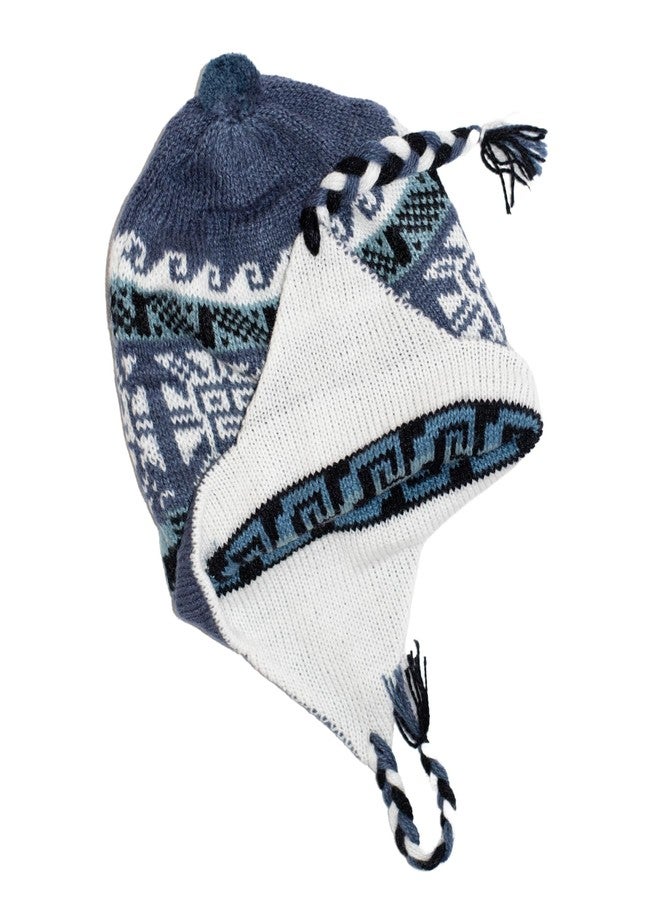 Gamboa Alpaca One Reversible Beanie Hat for Men Winter Hats for Women with Ear Flaps Wool Cap Peruvian Style Blue - Image 2