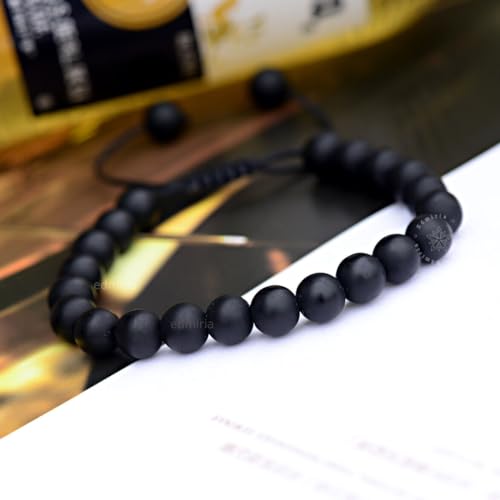 EDMIRIA Shaligram Shila Bracelet/Original Rare Nepal Gandaki River Saligram Stone Bracelet 8Mm Size For Health Benefit, Wealth Attraction & Spiritual Purpose For Unisex Adult (Pattern 2) - Image 4