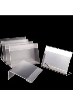 Y&D Acrylic Sign Holder Clear Tabletop Plastic Menu Display Slant Back Holders 2.4*3.5 Inches Horizontal Stand for Office Store 5 Pack  - Image 1