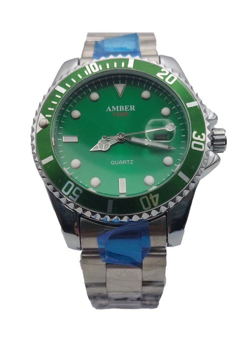 Amber Men Analog Quartz Silver Stainless Steel Band Watch - Image 1