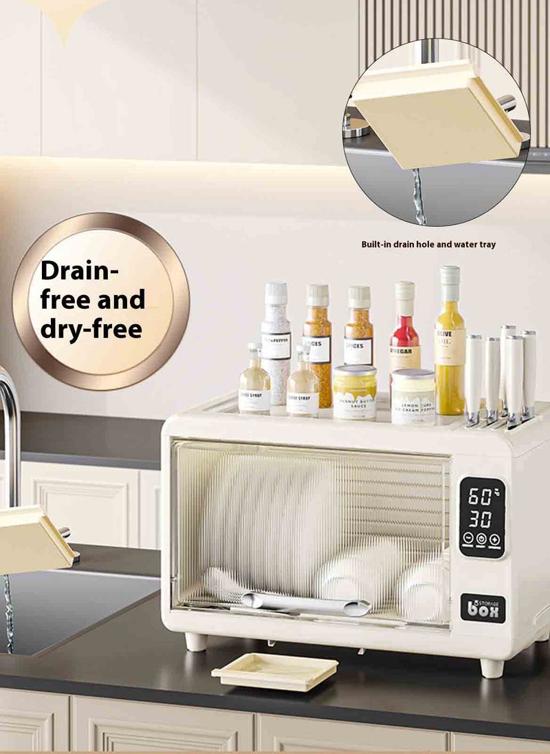 Sharpdo خزانة تخزين الأطباق متعددة الوظائف للمطبخ المنزلي، خزانة أدوات المائدة ضد الغبار 49*28*31.5 سم - Image 3