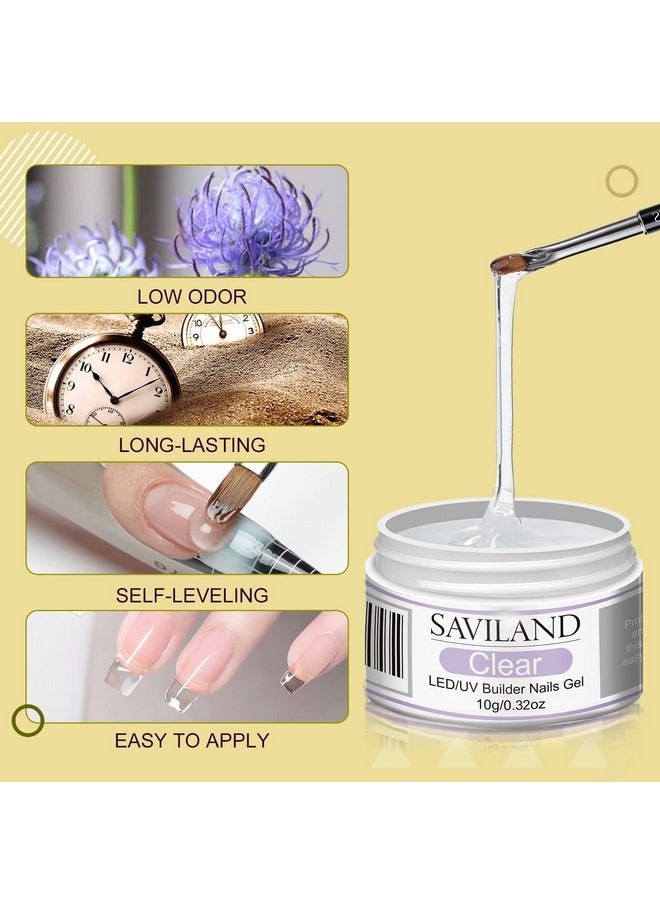 Saviland Builder Nail Gel Kit 4 Colors Clear Nudes White Pink Hard Gel For Nail Strengthen Nail Extension Gel Kit With 100Pcs Nail Forms And Acrylic Nail Brush For Beginners & Professionals  - Image 5