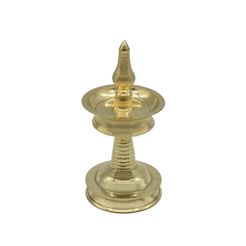Puja N Pujari Puja N Pujari Nilavilakku Diya Kerala Brass Oil Lamp 8 Inch for Pooja Room Set of 2  - Image 3