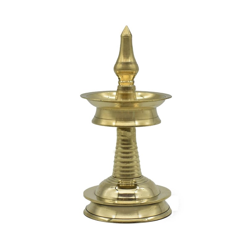 Puja N Pujari Puja N Pujari Nilavilakku Diya Kerala Brass Oil Lamp 8 Inch for Pooja Room Set of 2  - Image 2