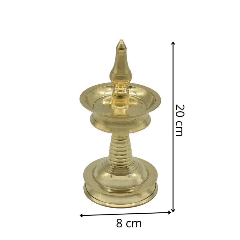 Puja N Pujari Puja N Pujari Nilavilakku Diya Kerala Brass Oil Lamp 8 Inch for Pooja Room Set of 2  - Image 4
