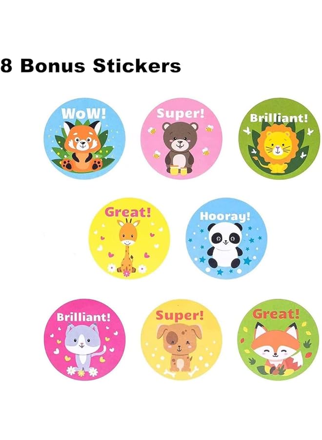 X spring Reward Stickers For Kids 500Pcs Reward Stickers For Teacher 8 Kinds Of Motivational Stickers Teacher Supplies For Classroom Training Stickers Large Animal - Image 2