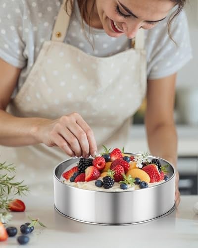 EORTA 3pcs Round Cake Ring Set, 6/8/10 Inch Stainless Steel Pancake Biscuit Cutter Tier Cake Maker Circle Mold - Image 2