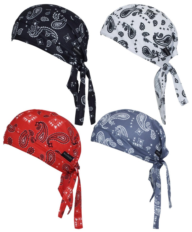 Kninmdor Do Rags Cycling Caps Helmet Liner Doo Rag Paisley Motorcycle Durag Bandana Hat Sweat Liner Skull Dorags Dew Rags for Men and Women (Paisley Sets) - Image 1