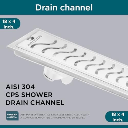 ARQUIN ARQUIN Bathroom Shower Drai Channel18x4 Inch Floor Drainer 304 Grade Stainless Steel Bathroom Floor Drainer Shower Water Drain Channel for Bathroom with Cockroach Trap (1mm Thickness) - Image 5