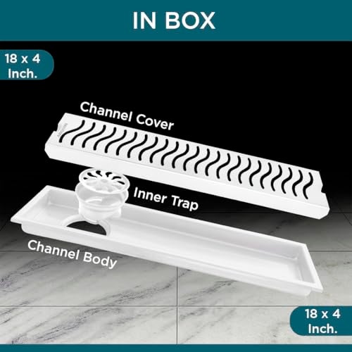 ARQUIN ARQUIN Bathroom Shower Drai Channel18x4 Inch Floor Drainer 304 Grade Stainless Steel Bathroom Floor Drainer Shower Water Drain Channel for Bathroom with Cockroach Trap (1mm Thickness) - Image 4