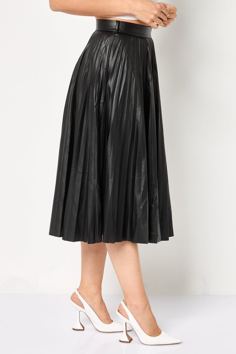 VERO MODA Women Solid Midi Skirt, Black - Image 4