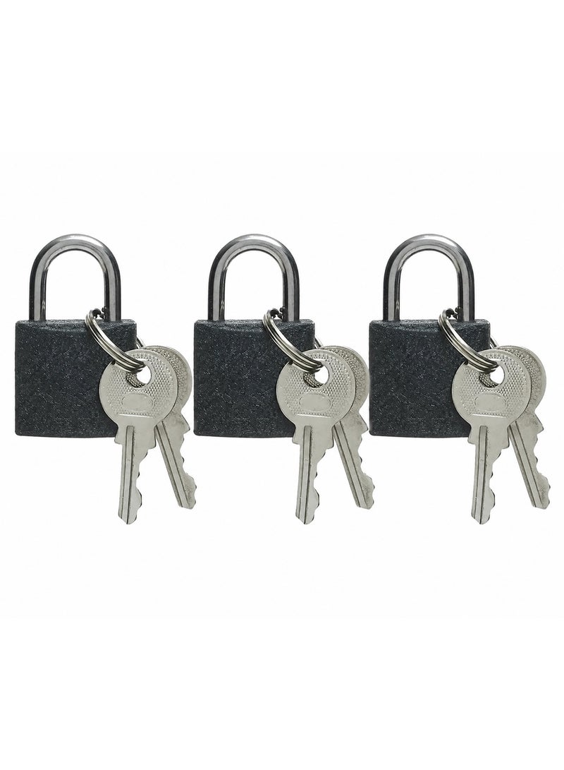 Small Padlocks with Keys, Compact Security Locks for Luggage & Lockers Pack of 3