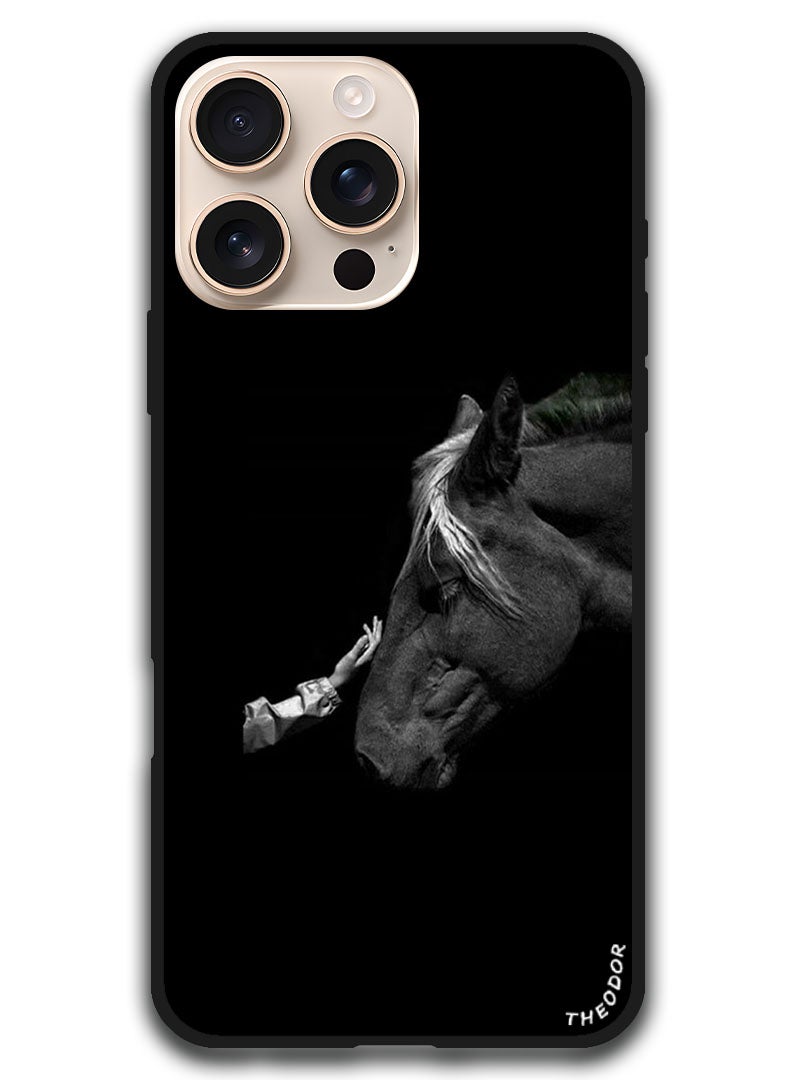 Theodor Protective Case Anti Scratch Shock Proof Bumper Cover For iPhone 16 Pro Max (6.9)-inch Horse with Hand - Image 1