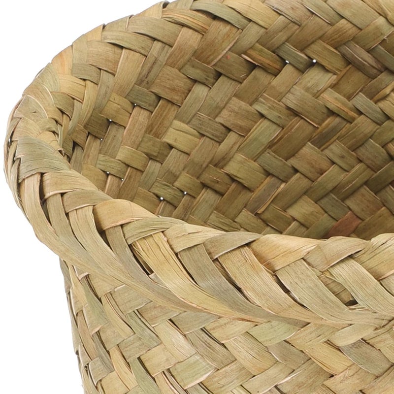 Woven Seagrass Trash Bucket Small 15x12cm Natural Color Wear-Resistant Floor Wastebasket for Home Bedroom Office Convenient Room Trash Can - Image 5