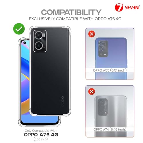7-Seven 7SEVEN® Back Cover for Oppo A76 4G Transparent Mobile Back Case Shock Proof Design Camera Edges Protection Crystal Clear Phone Case Silicon Soft TPU and Flexible Bumper Phone Cover - Image 2