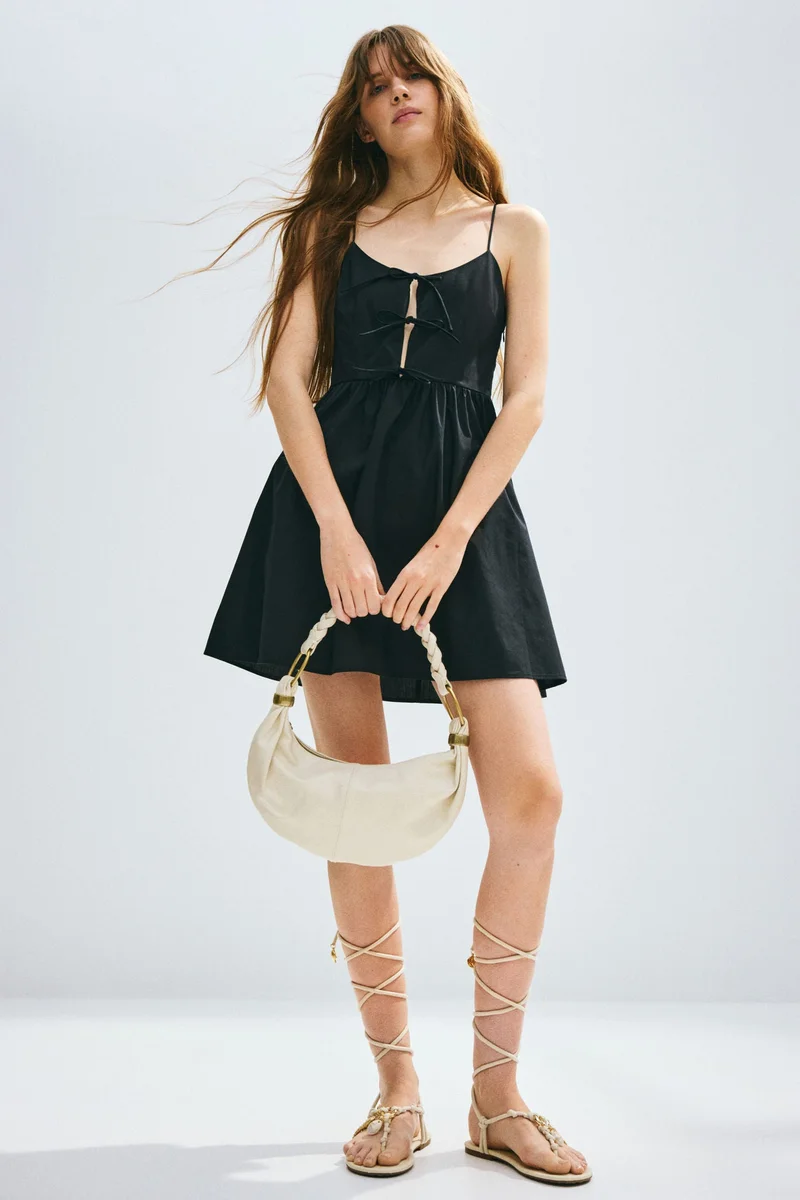 H&M Tie-detail poplin dress