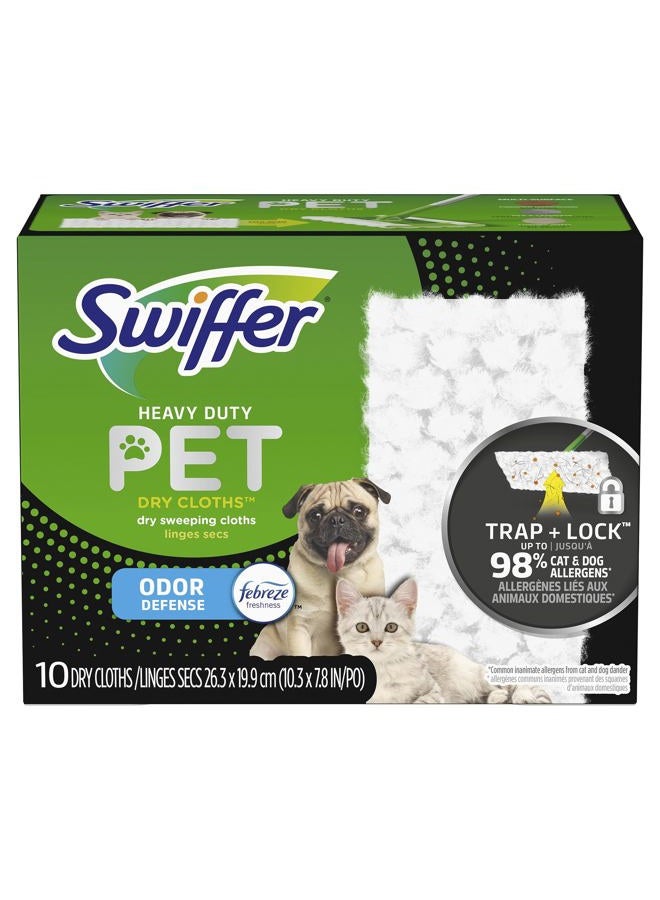Swiffer Sweeper Pet Heavy Duty Dry Multi-Surface Cloth Refills for Floor Sweeping and Cleaning, Febreze Freshness, 10 Count - Image 1