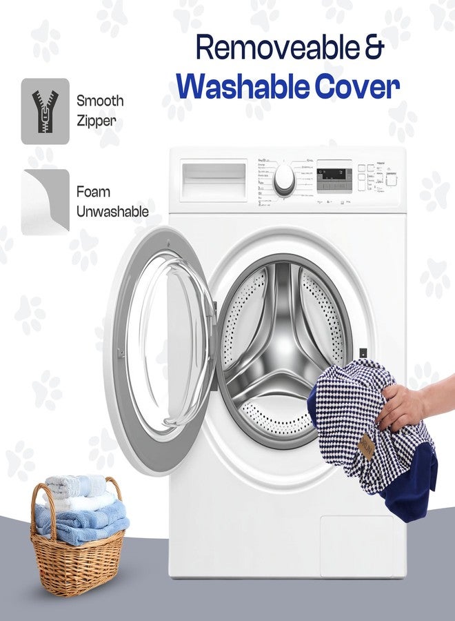 Miorun Curved Dog Stairs for High Bed Up to 26", 5-Step Dog Ramp for Small Dogs with Washable Cover, Non-Slip Steps for Cats to Get on Couch and Sofa, Durable Foam Ladder for Medium Breeds, White Navy - Image 3